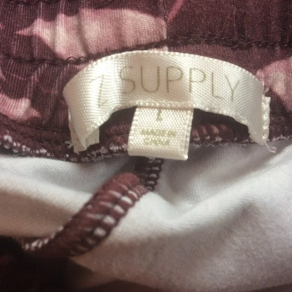 Z Supply Burgundy Floral High Waist Pants Size Large - Picture 3 of 3